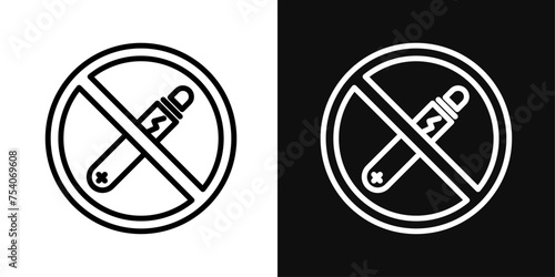 No Vaping Icon Set. Vector Illustration