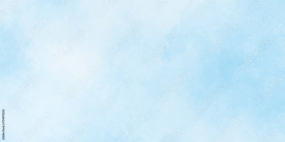 Aquarelle painted fresh and cloudy sky with clouds, Blue winter vector watercolor art background with clouds, abstract blue Soft cumulus cloudscape sky, wet ink effect sky blue color watercolor.	