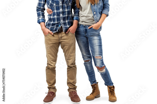 couple in jeans on a transparent background