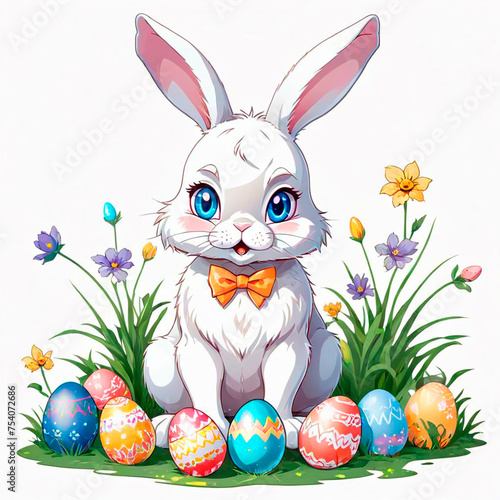 easter bunny and easter eggs