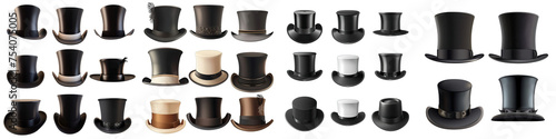 intage top hats  Hyperrealistic Highly Detailed Isolated On Transparent Background Png File photo