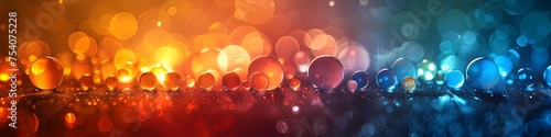 Vibrant Abstract Background with Multicolored Bubbles and Bokeh Lights photo