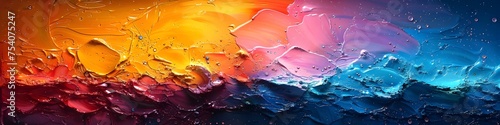 Vibrant Oil Painting Abstract Background with Dynamic Water Droplets