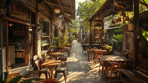 Restaurant is right at the street corner  offering a picturesque view of the street and an exotic atmosphere.