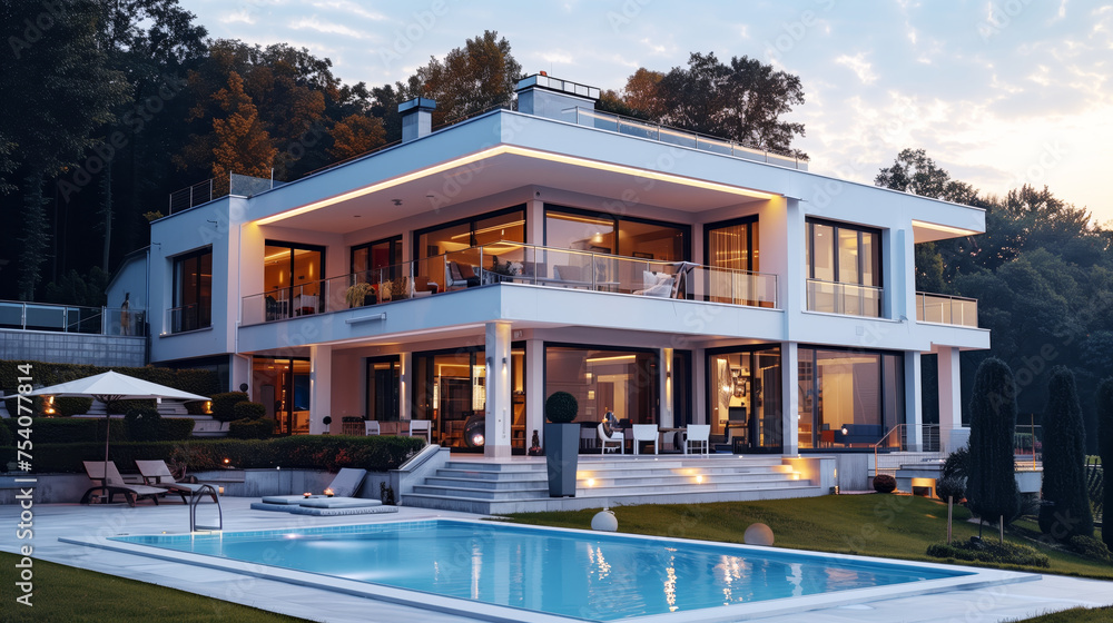 Modern two-story house with swimming pool Modern two-story house with swimming pool