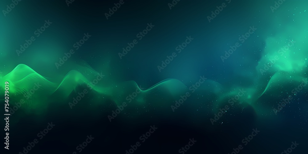 Green and blue lights casting an ethereal glow on a dark color gradient background, with a grainy black backdrop adding visual interest to the webpage header design.