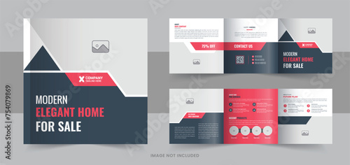 Corporate real estate square trifold brochure and 
square proposal trifold template layout