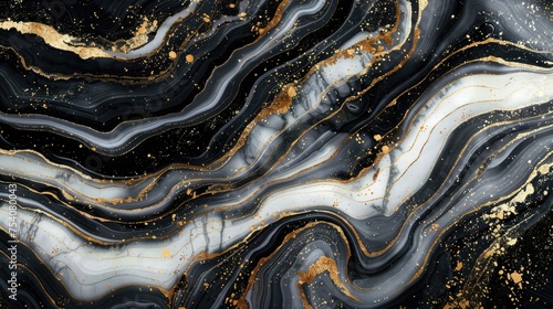 Marbled black texture with flowing gold veins.