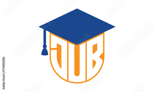 DUB initial letter academic logo design vector template. school college logo, university logo, graduation cap logo, institute logo, educational logo, library logo, teaching logo, book shop, varsity	