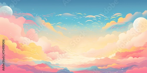 A whimsical blend of pink, blue, and yellow hues cascades across a wide banner header, set against a light grainy background reminiscent of a retro summer vibe.