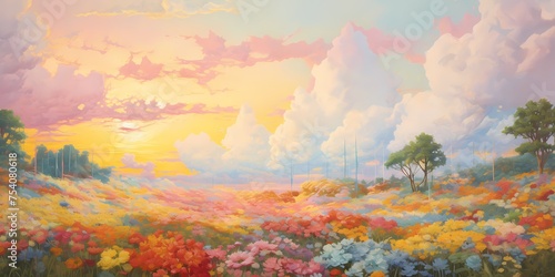 A symphony of pastel colors dances across a wide banner header, set against a light grainy backdrop that adds depth and texture to the retro summer landscape.