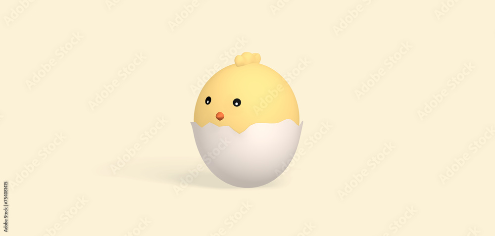 easter chick hatching from egg with light yellow background easter chick hatching from egg with light yellow background