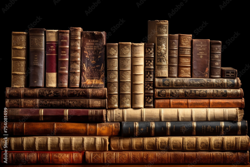 A Old ancient books, historical books, Collection of human knowledge concept, Wide format A Old ancient books, historical books, Collection of human knowledge concept, Wide format