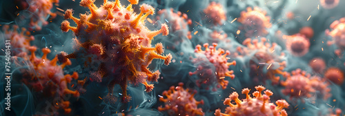 Global Pandemic Conceptual Image,
Monkeypox or mpox virus particles photo