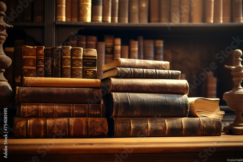A Old ancient books  historical books  Collection of human knowledge concept  Wide format