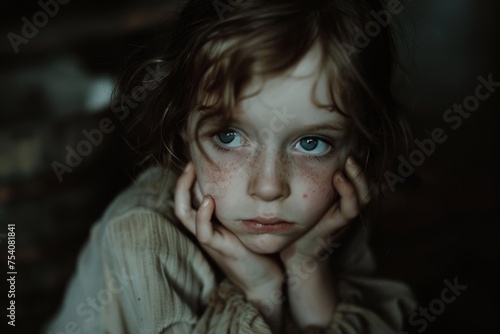 portrait of sad abandoned lonely child