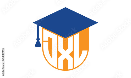 DXL initial letter academic logo design vector template. school college logo, university logo, graduation cap logo, institute logo, educational logo, library logo, teaching logo, book shop, varsity	 photo