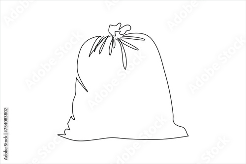 garbage bags in continuous one line drawing. 
