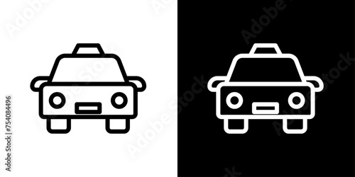 Taxi Line Icon on White Background for web.