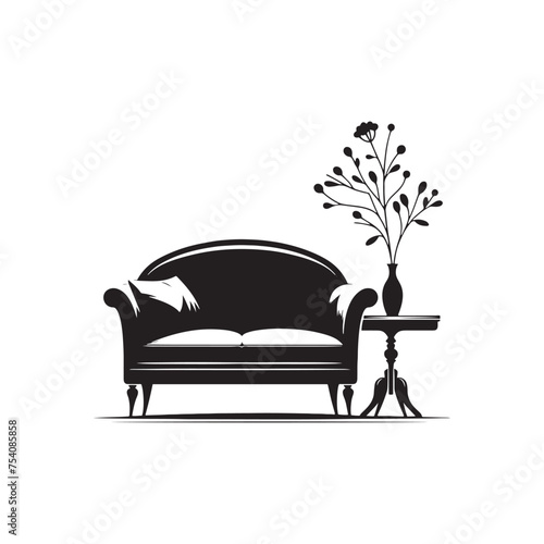 Sophistication Defined: The Loveseat Silhouette Adds a Distinctive Touch to Any Interior Design. Loveseat Illustration - Loveseat Vector
