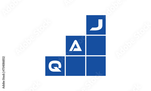 QAJ initial letter financial logo design vector template. economics, growth, meter, range, profit, loan, graph, finance, benefits, economic, increase, arrow up, grade, grew up, topper, company, scale photo