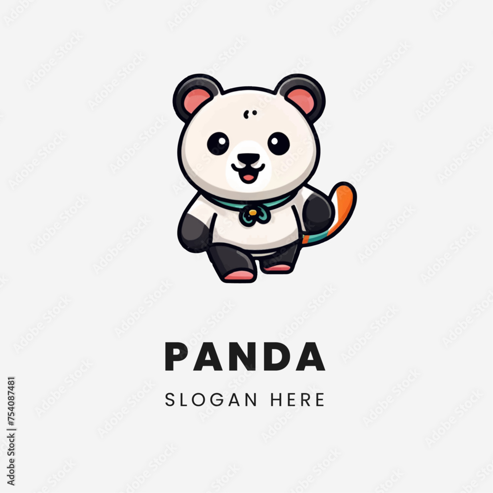 2D Vector Cartoon Panda walk