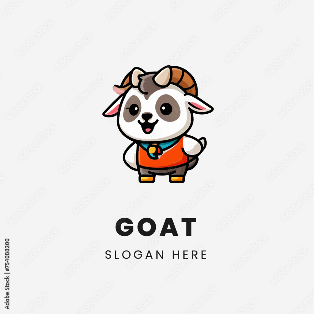 2D Vector Cartoon Goat Standing 2D Vector Cartoon Goat Standing