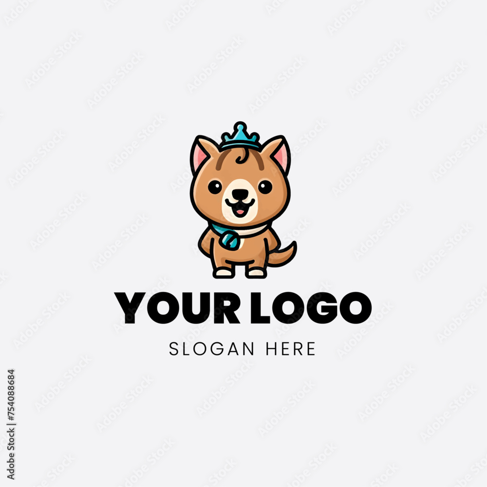 2D logo cartoon cute queen dog 2D logo cartoon cute queen dog