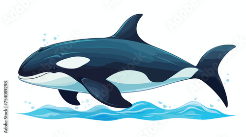 Cartoon cute killer whale isolated on white background