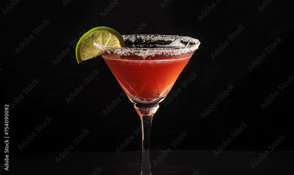 cosmopolitan beverages displayed on black. cocktail food drink photography advertising.