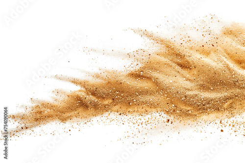 Sand scattering isolated on white background.