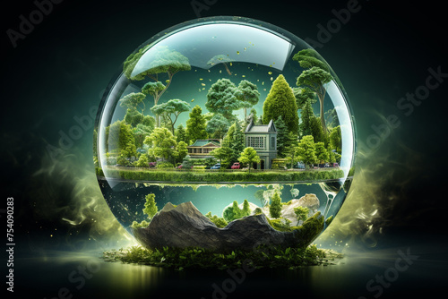 Eco, green nature conservation and advanced digital technology © xadartstudio