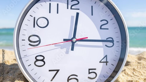 Wallpaper Mural clock with time passing during 1 hour on a beach Torontodigital.ca