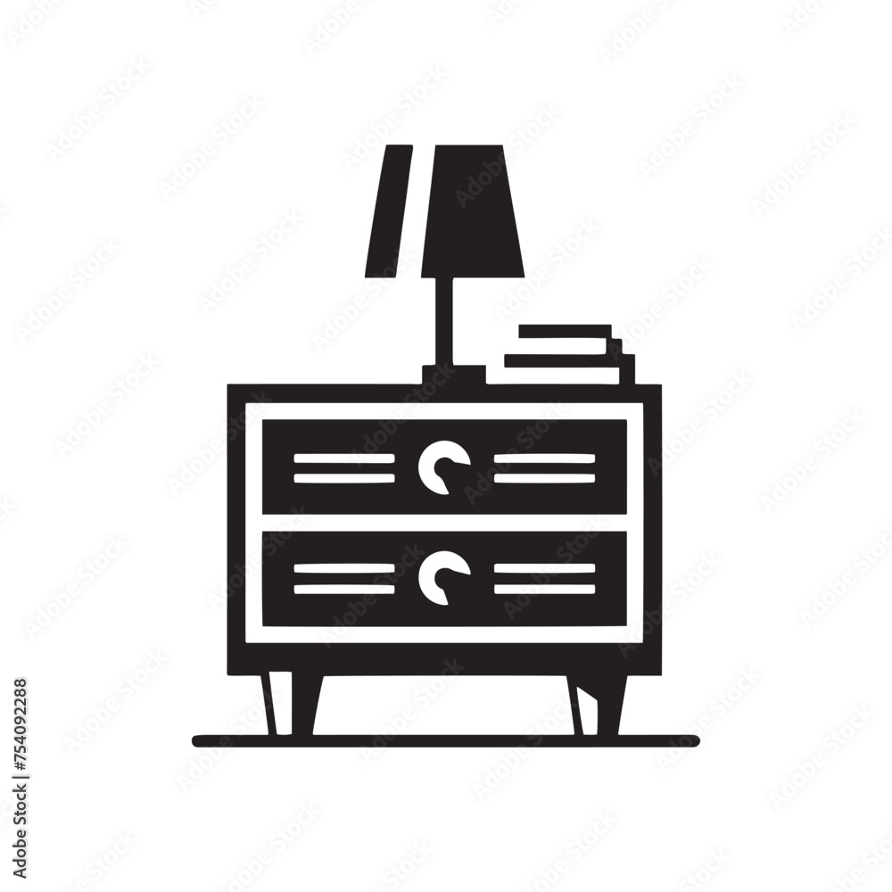 Timeless Allure: Embrace the Enduring Charm of a Nightstand Silhouette - A Flexible Design Element. Nightstand Illustration - Nightstand Vector