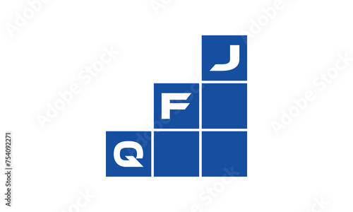 QFJ initial letter financial logo design vector template. economics, growth, meter, range, profit, loan, graph, finance, benefits, economic, increase, arrow up, grade, grew up, topper, company, scale photo