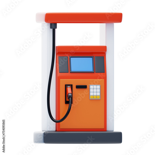 3D Gas Pump Model Fueling Station . 3d illustration, 3d element, 3d rendering. 3d visualization isolated on a transparent background