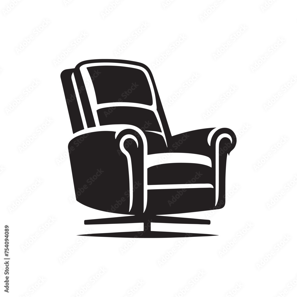 Fototapeta premium The Ultimate Relaxation Station: Capture the Comfort of a Recliner Silhouette - A Versatile Furniture Vector for Any Project. Recliner Illustration - Recliner Vector