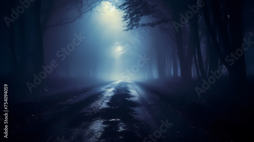 foggy forest at night mysterious dark forest at night