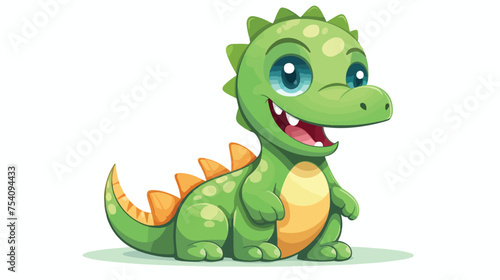 Cute dinosaur cartoon flat vector illustration.