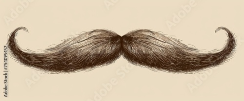 Drawing of a Moustache on White Background