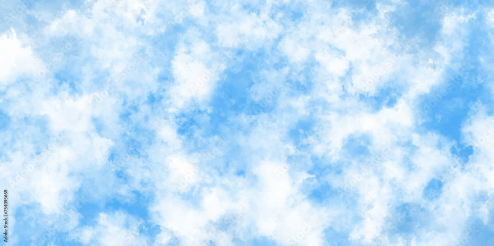 Blue sky with white clouds background. Sky clouds landscape light background. Beautiful fluffy cloud Relaxing romantic cloudscape view. winter season with various natural and blurry tiny clouds.