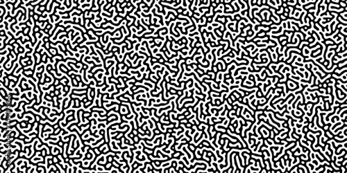 Organic seamless patterns with rounded lines Diffusion reaction background. Monochrome background of natural organic forms motion. Overlay template abstract Turing organic wallpaper background.