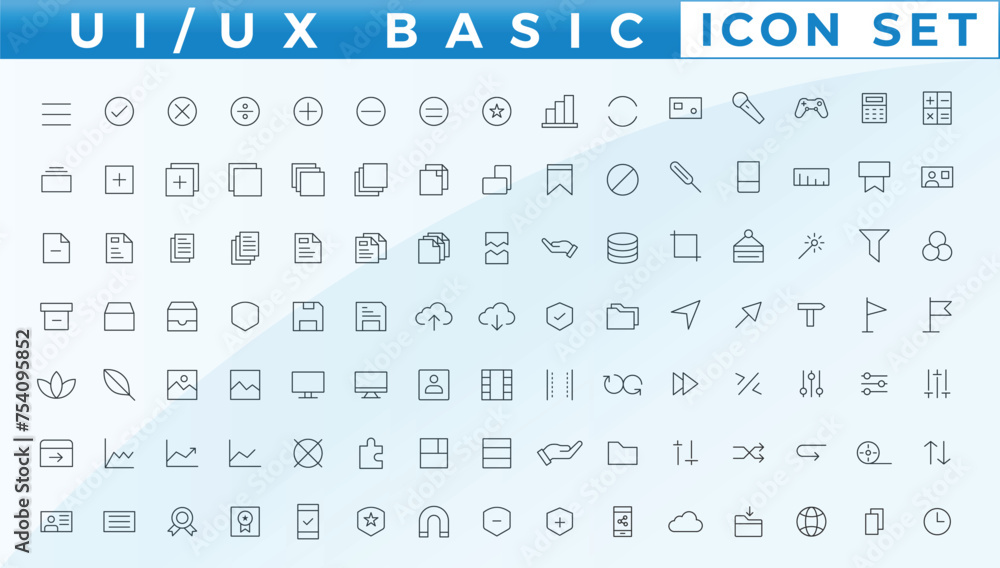 Basic User Interface Essential Set. Line Outline Icons. For App, Web, Print. Editable Stroke. Basic User Interface Essential Set. Line Outline Icons. For App, Web, Print. Editable Stroke.