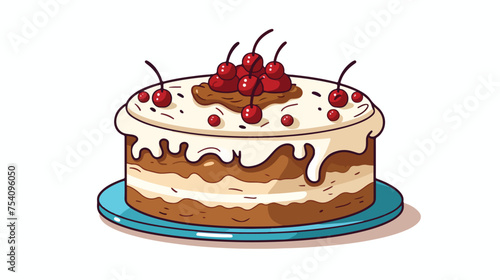 Cake flat vector illustration.