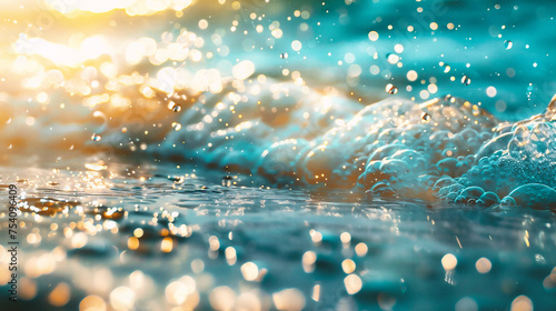 Beautiful sunset on the sea with bokeh and sun rays