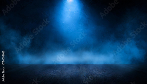 Nebulous Nightfall: The Dark Stage Immersed in Smoky Dark Blue Atmosphere