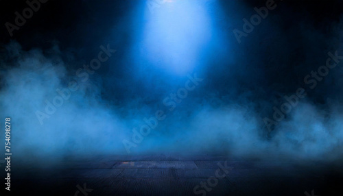 Shadowy Splendor: The Dark Stage Illuminated by Moody Dark Blue Background