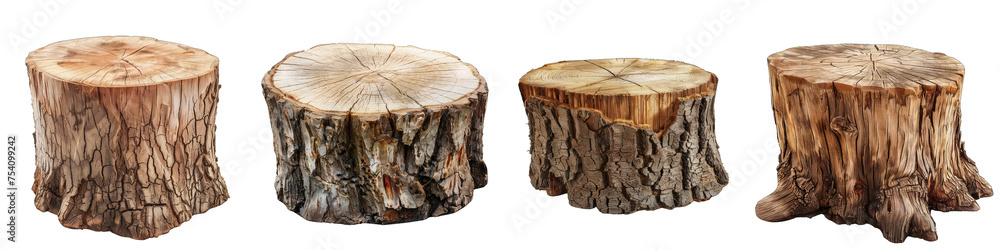 Tree stump  Hyperrealistic Highly Detailed Isolated On Transparent Background Png File