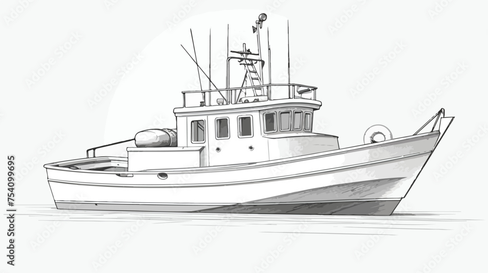 Fishing boat. Commercial fishing trawler for industrial fishing.