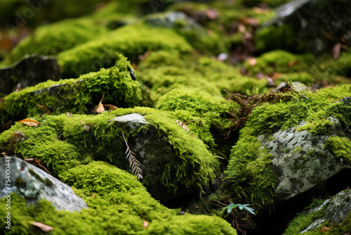 moss covered rocks.